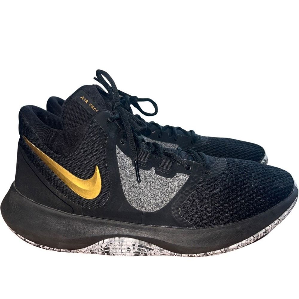 Nike Air Precision II Basketball Shoes Black & Gold Men size 9.5 - Picture 2 of 11
